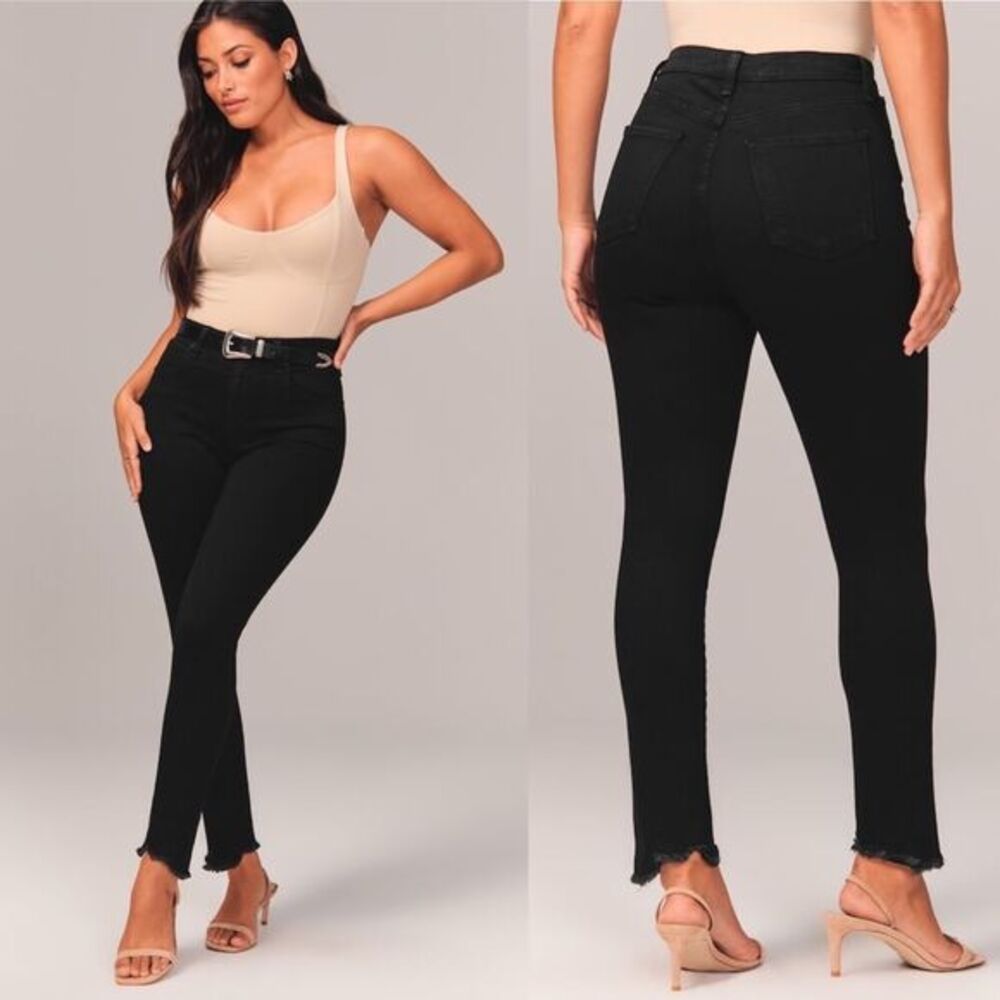 A&F Curve Love High Rise Super Skinny Ankle 26 Short Washed Black